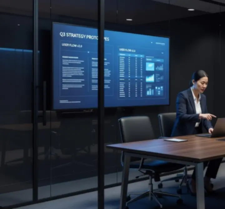 Client strategy session showing collaborative workshop between PIXEL360 and client stakeholders