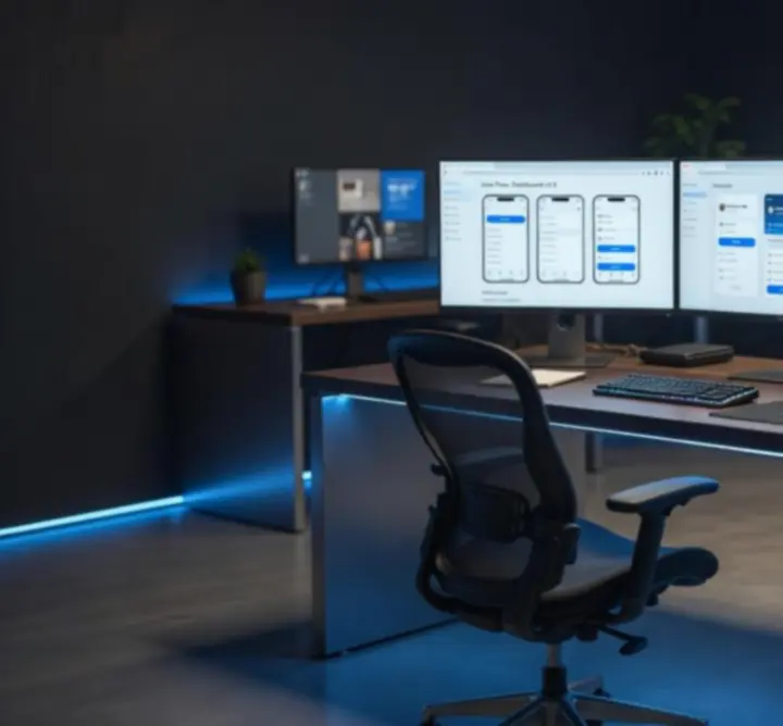 Modern design workspace with strategic planning materials