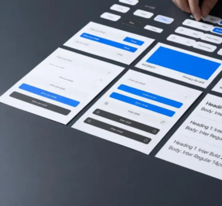 Design system documentation showing component libraries and pattern specifications