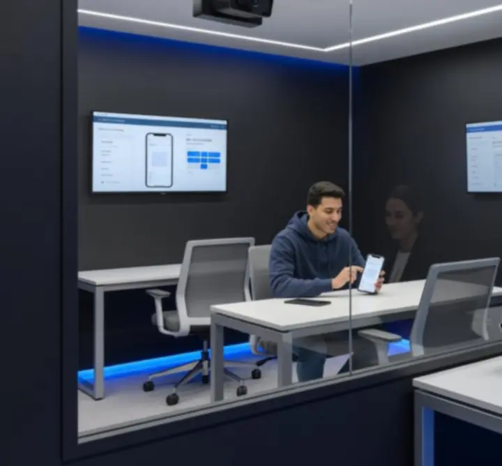 User research session analyzing behavioral data and interview insights