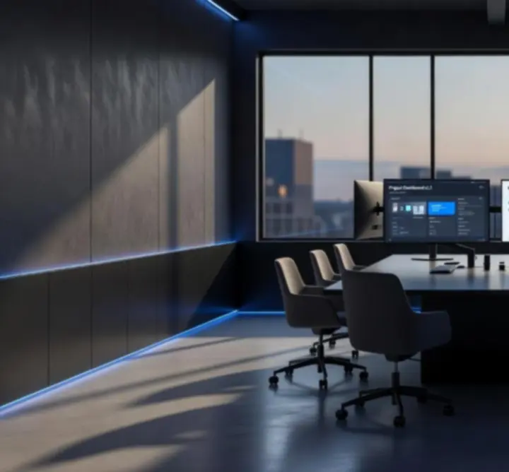 PIXEL360 studio workspace environment showing modern design tools and collaborative space