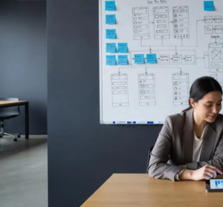 UX research workshop with team analyzing user behavior data and wireframes